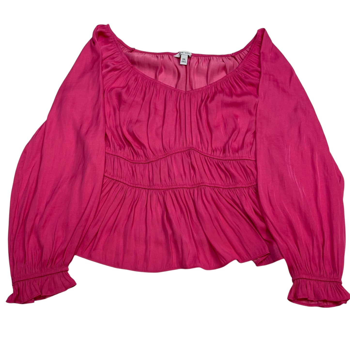 Top Long Sleeve By Nine West In Pink, Size: Xxl