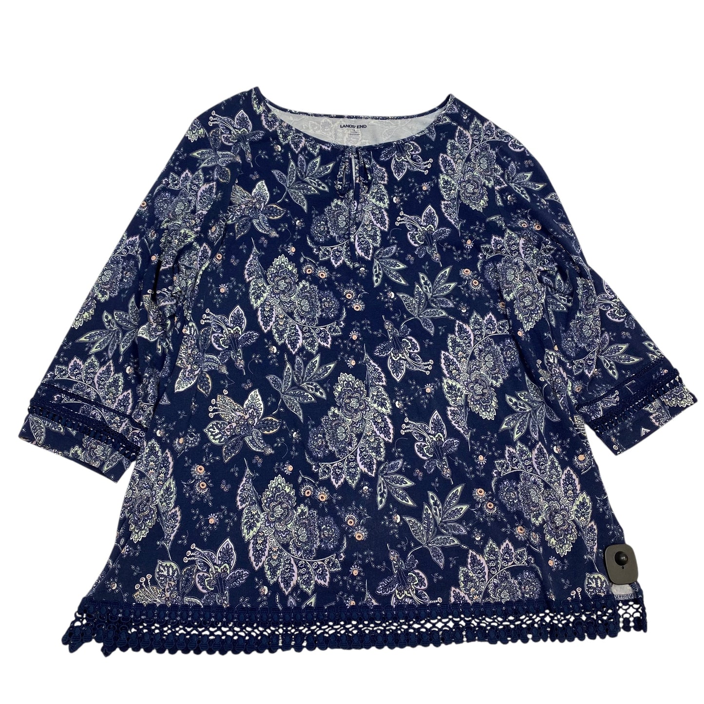 Top 3/4 Sleeve By Lands End In Blue, Size: 1x