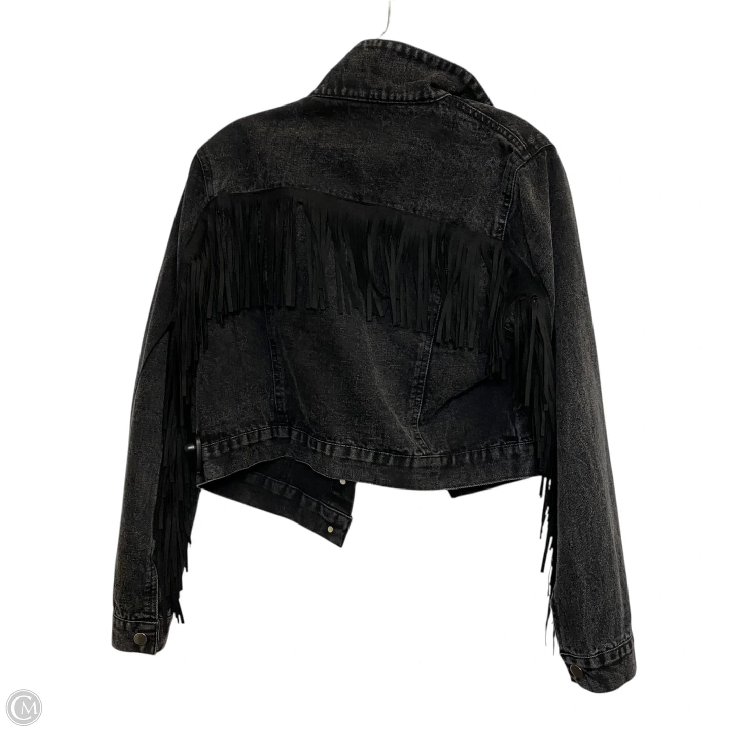 Jacket Denim By Clothes Mentor In Black Denim, Size: L