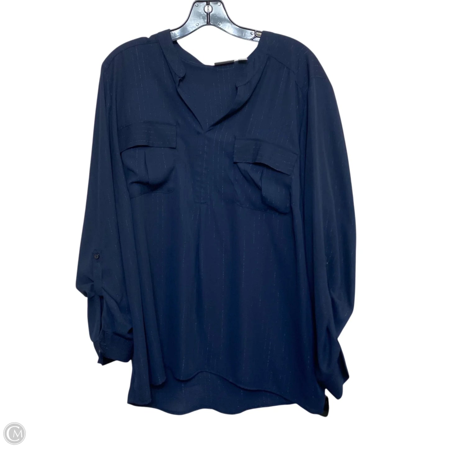 Top Long Sleeve By Kim Rogers In Blue, Size: 2x