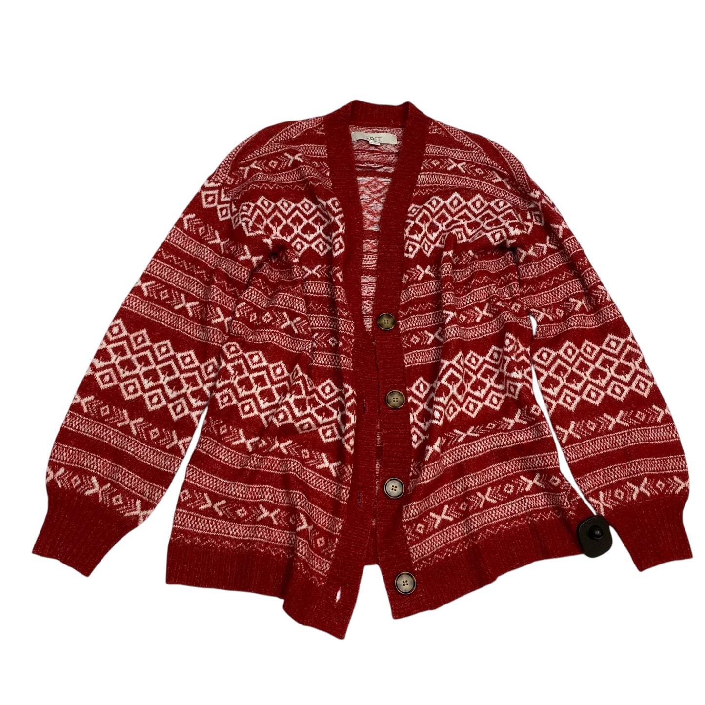 Sweater Cardigan By Loft In Red, Size: S