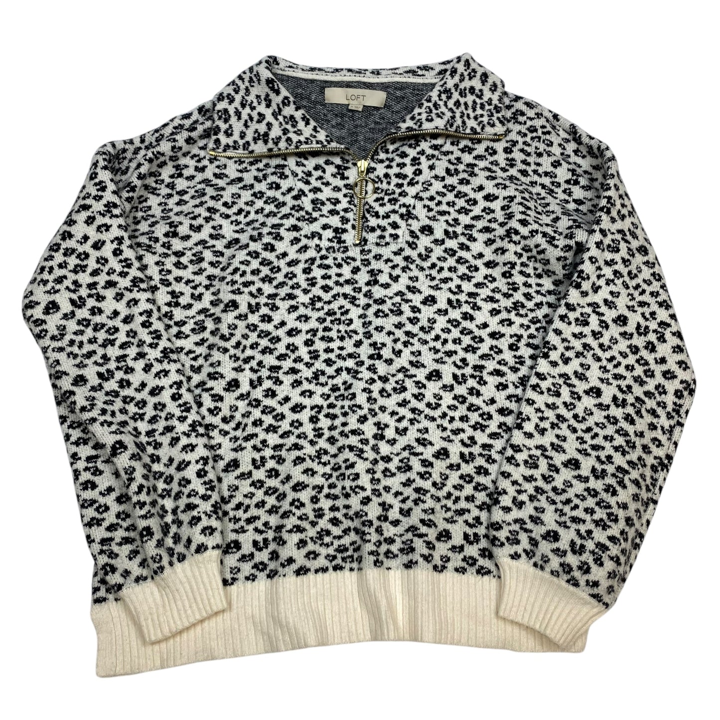 Sweater By Loft In Black & Cream, Size: M