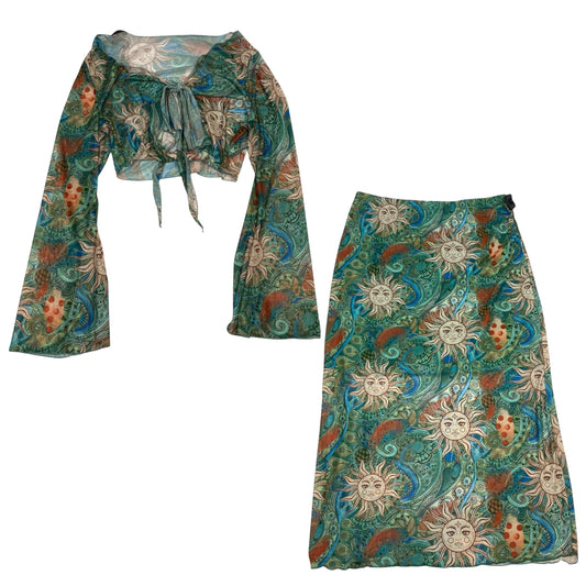 Skirt Set 2pc By Shein In Green, Size: 1x