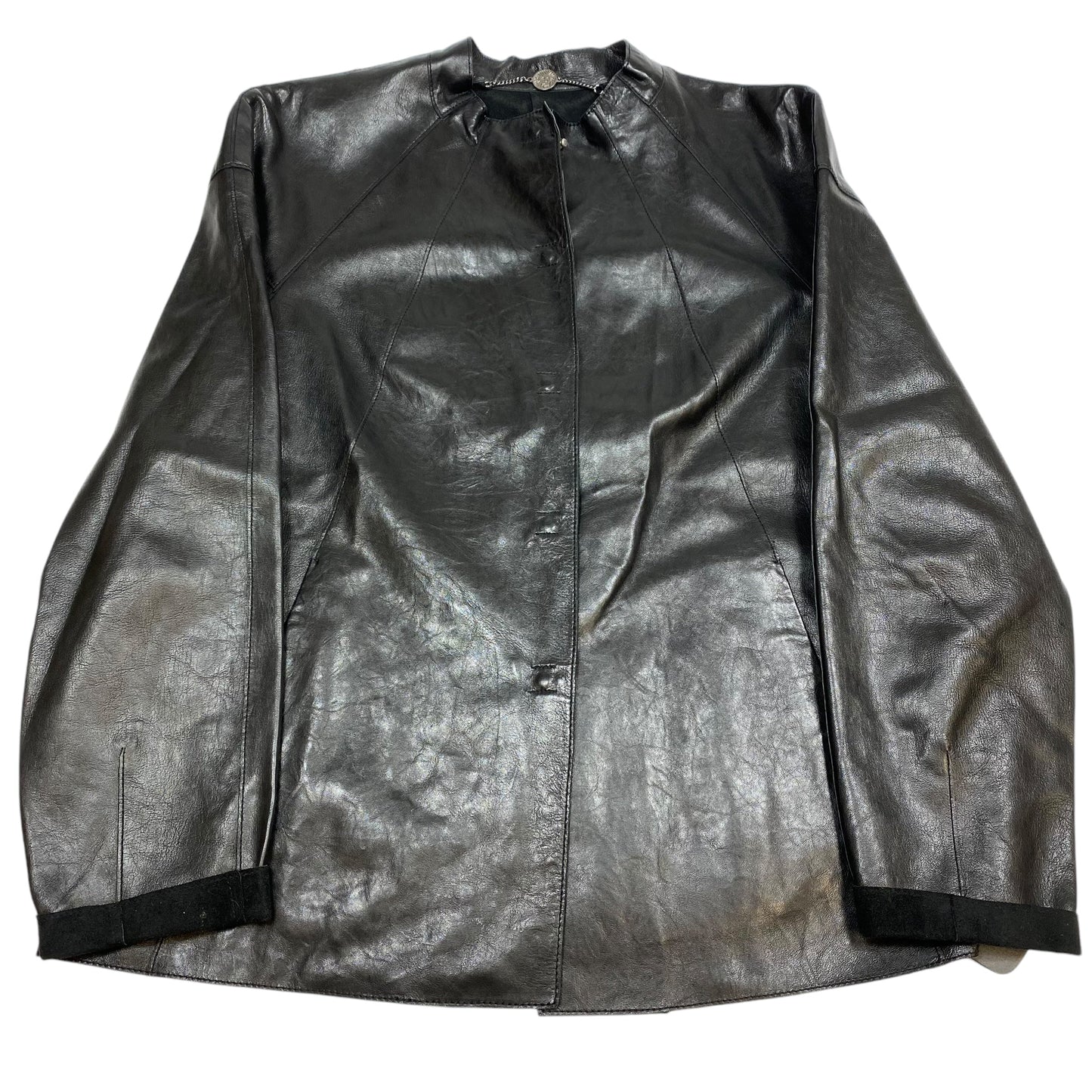 Jacket Leather By Anne Klein In Black, Size: M