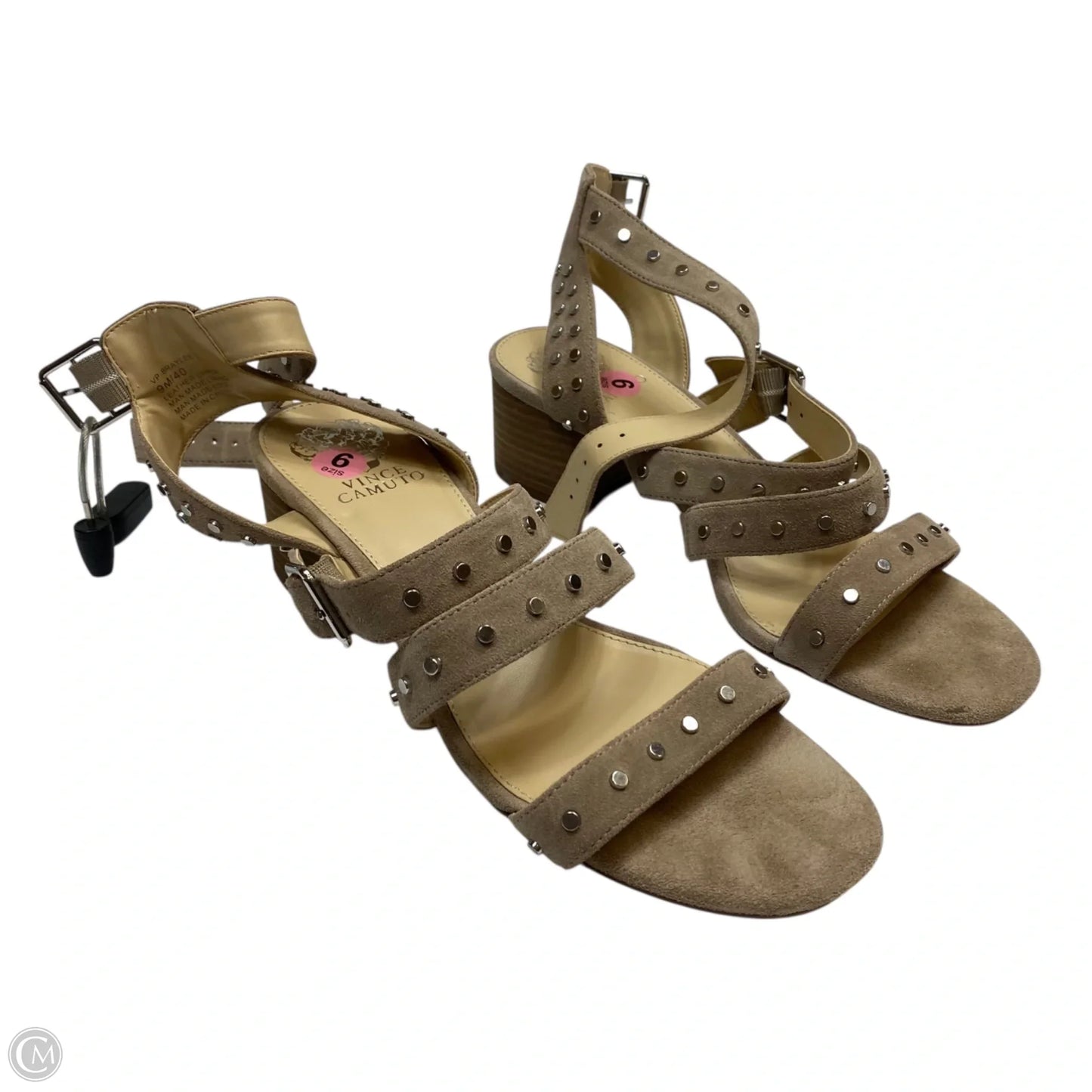 Sandals Heels Block By Vince Camuto In Tan, Size: 9