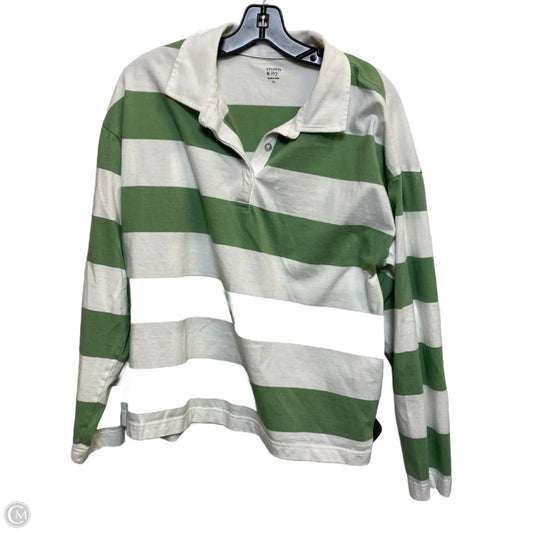 Top Long Sleeve By Crown And Ivy In Green & White, Size: Xl