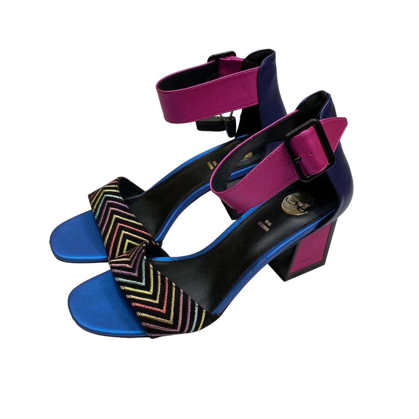 Blue Sandals Heels Block EXE, Size 9.5