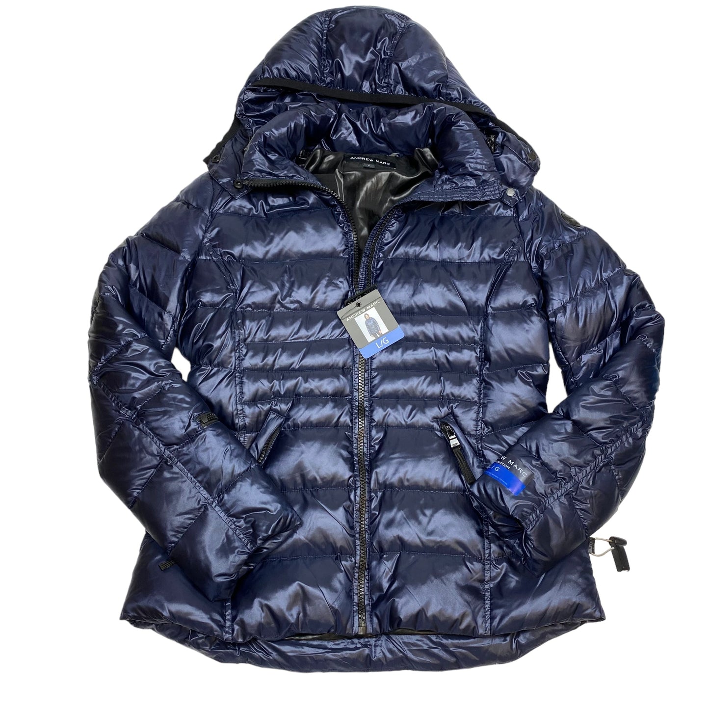 Jacket Puffer & Quilted By Andrew Marc In Blue, Size: L