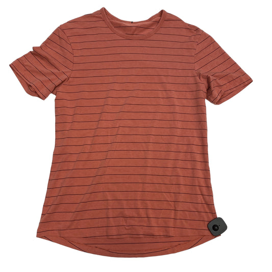 Athletic Top Short Sleeve By Lululemon In Orange, Size: L