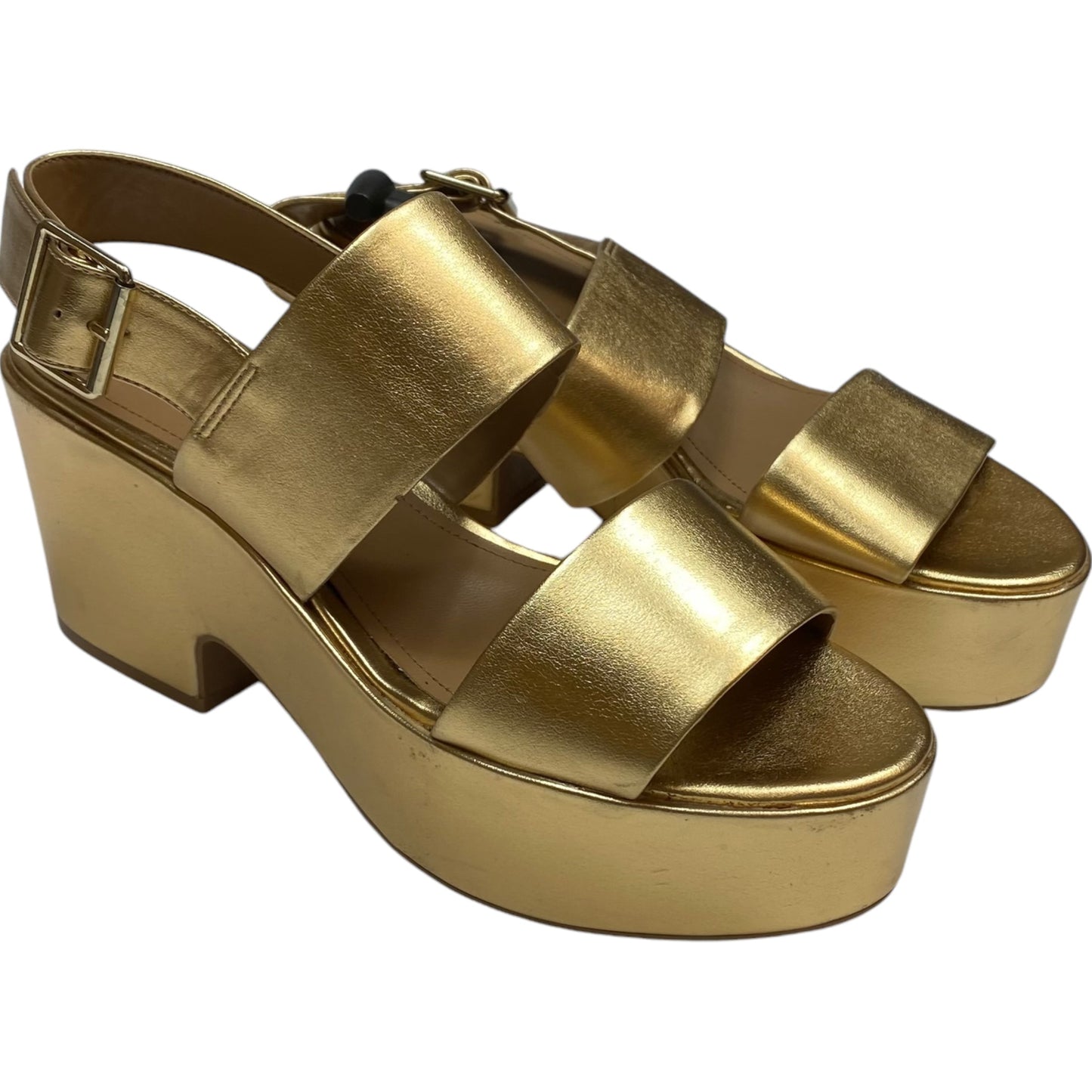 Sandals Heels Block By H&m In Gold, Size: 9.5