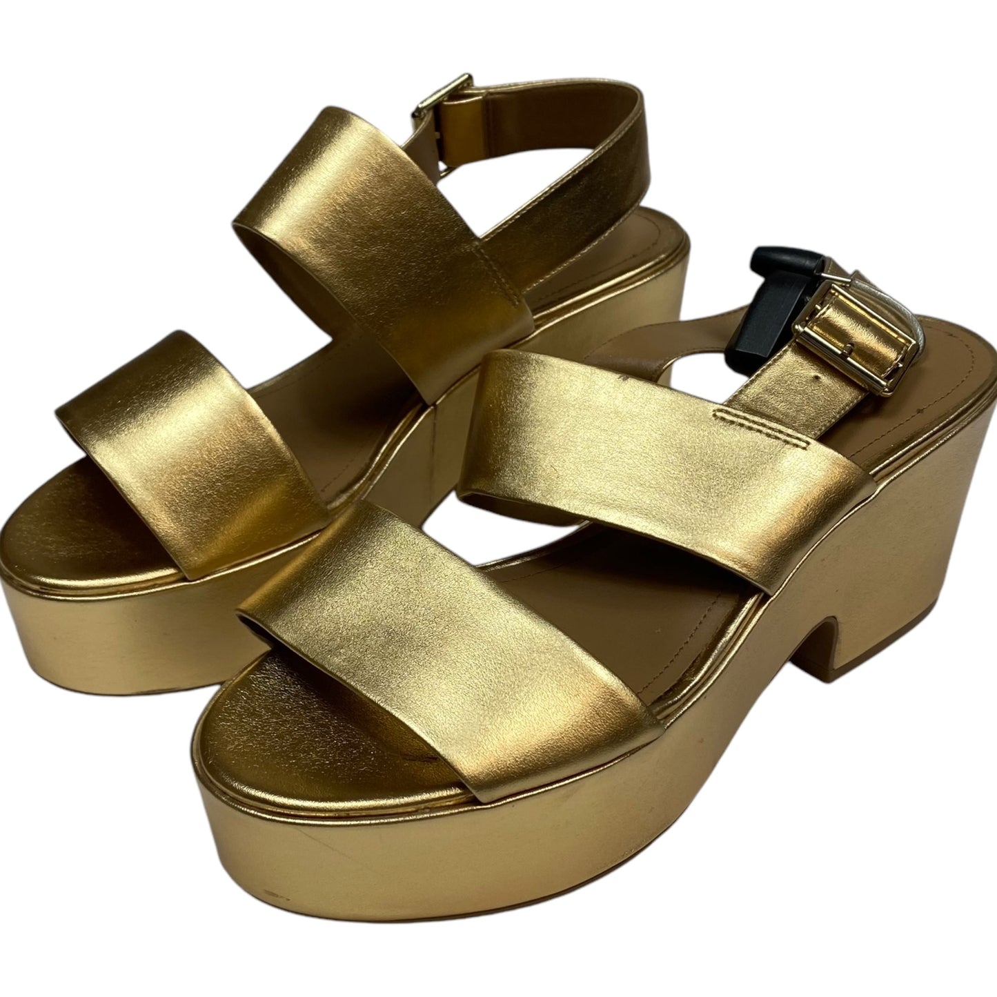 Sandals Heels Block By H&m In Gold, Size: 9.5