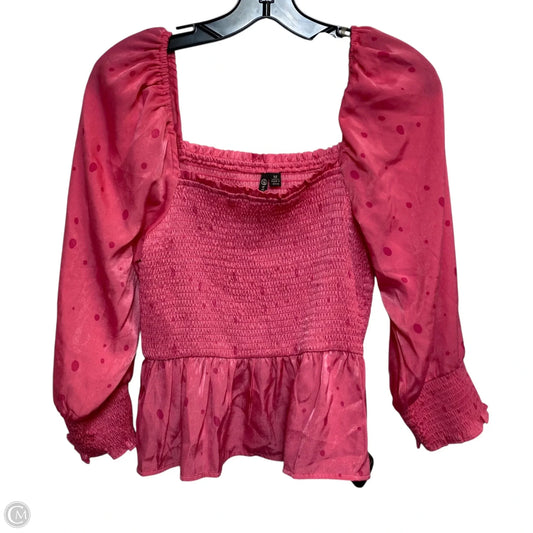 Blouse Long Sleeve By Versona In Pink, Size: M