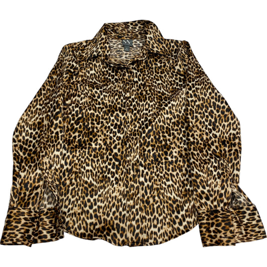 Blouse Long Sleeve By Worthington In Animal Print, Size: Xs