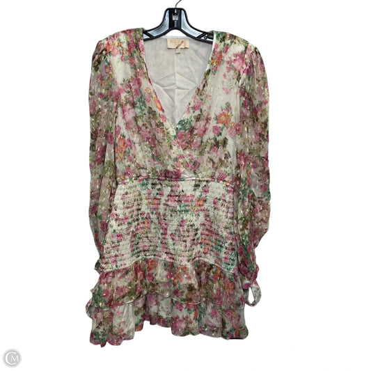 Dress Casual Short By Rococo Sand In Green & Pink, Size: M