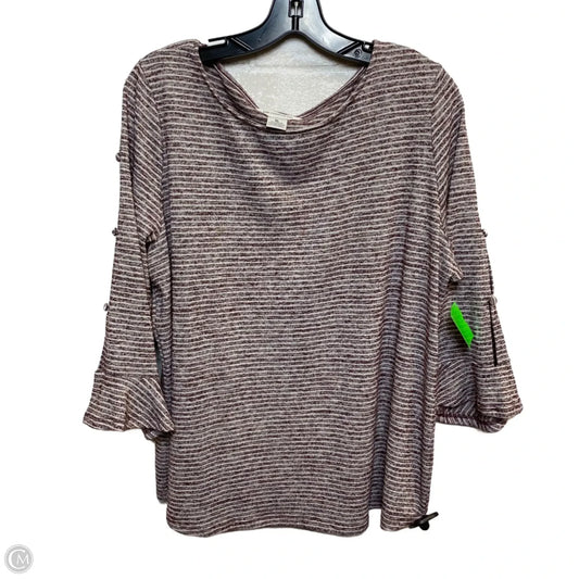 Top Long Sleeve By Liz Claiborne In Red & White, Size: Xl