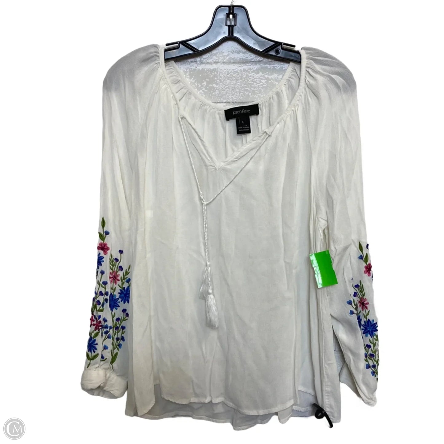 Top Long Sleeve By Karen Kane In White, Size: L