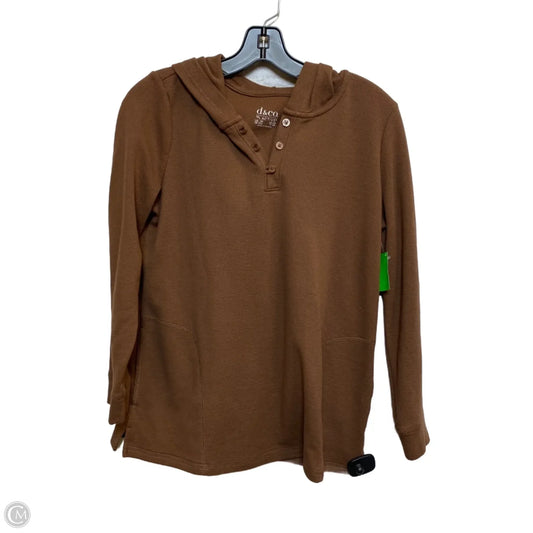 Athletic Top Long Sleeve Hoodie By D&co. In Brown, Size: Sp