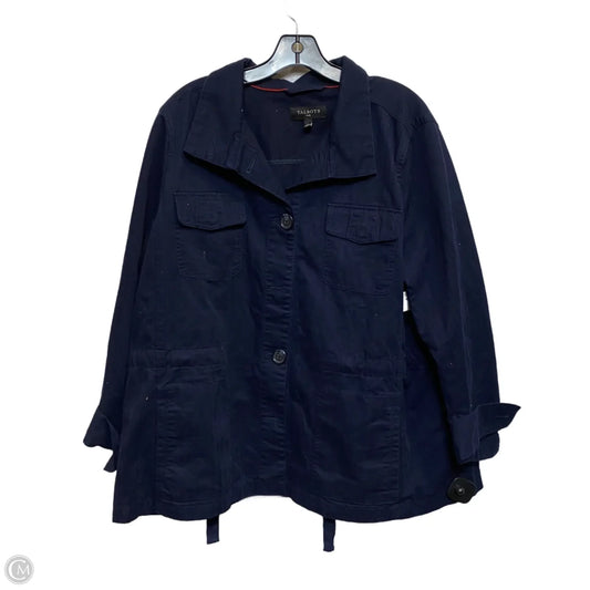 Jacket Shirt By Talbots In Navy, Size: 1x