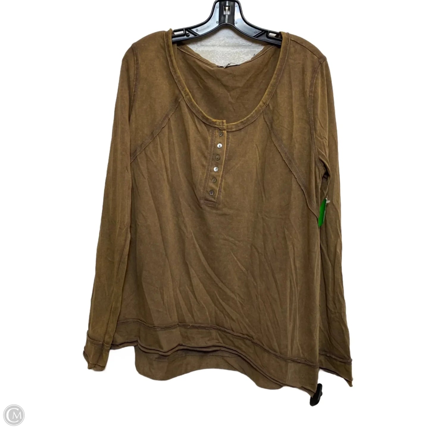 Top Long Sleeve By White Birch In Brown, Size: L
