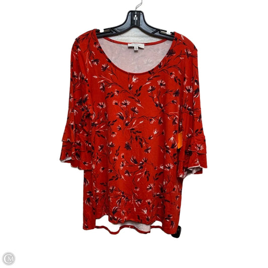 Top 3/4 Sleeve By New Directions In Red, Size: Xl
