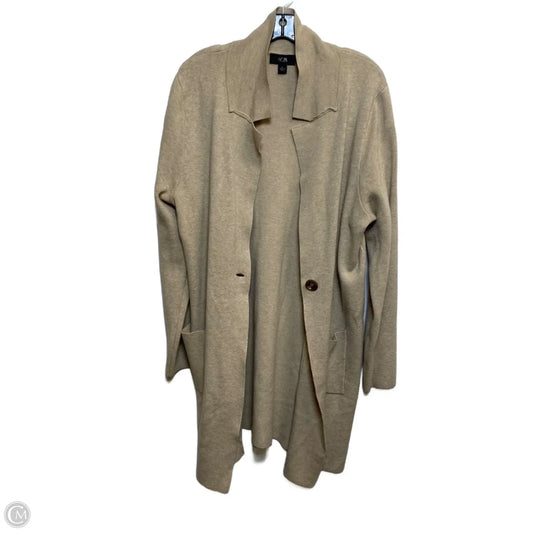 Sweater Cardigan By Agb In Tan, Size: L