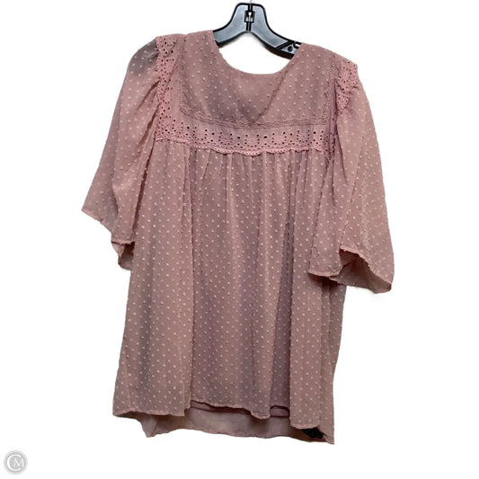 Blouse Short Sleeve By Cmf In Pink, Size: 2x