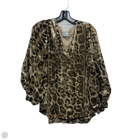 Blouse Long Sleeve By Adrienne In Brown, Size: L