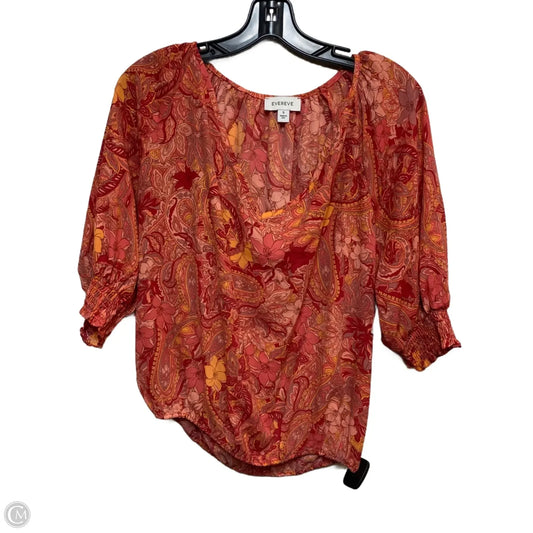 Blouse Short Sleeve By Evereve In Pink, Size: S