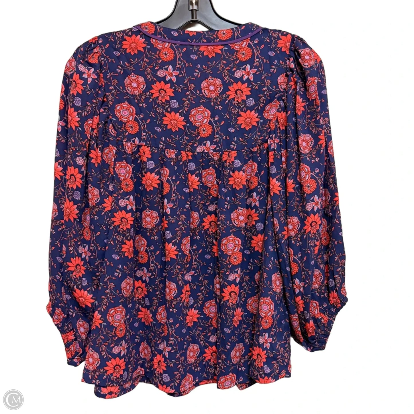 Blouse 3/4 Sleeve By Cmf In Blue & Orange, Size: M