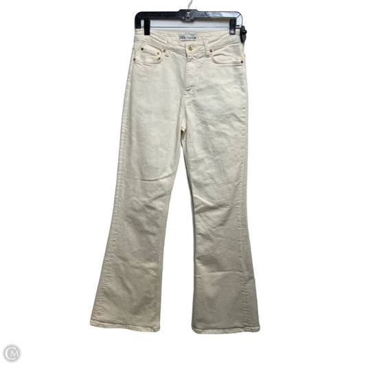 Jeans Boot Cut By Zara In Cream Denim, Size: 6