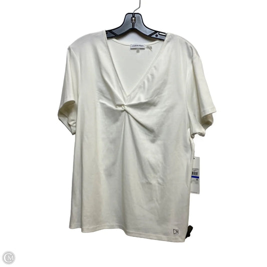 Top Short Sleeve By Calvin Klein In Cream, Size: Xl