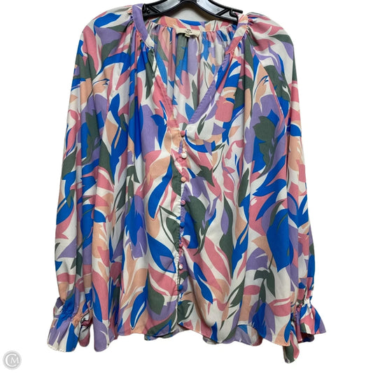 Top Long Sleeve By Entro In Blue & Pink, Size: L