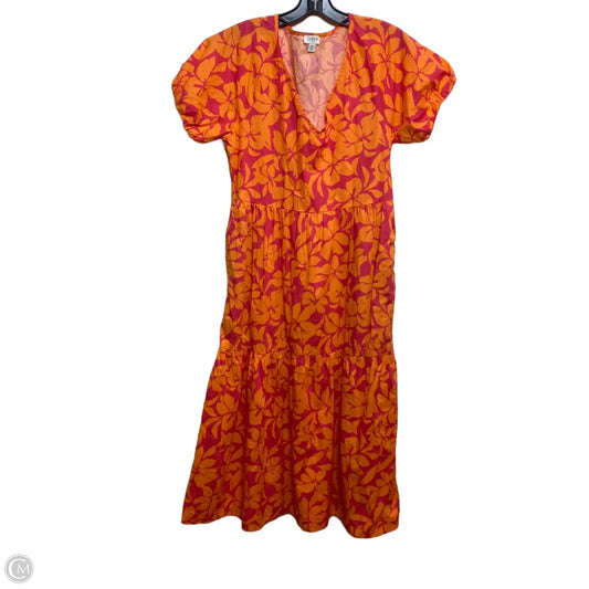 Dress Casual Midi By J. Crew In Orange & Pink, Size: M