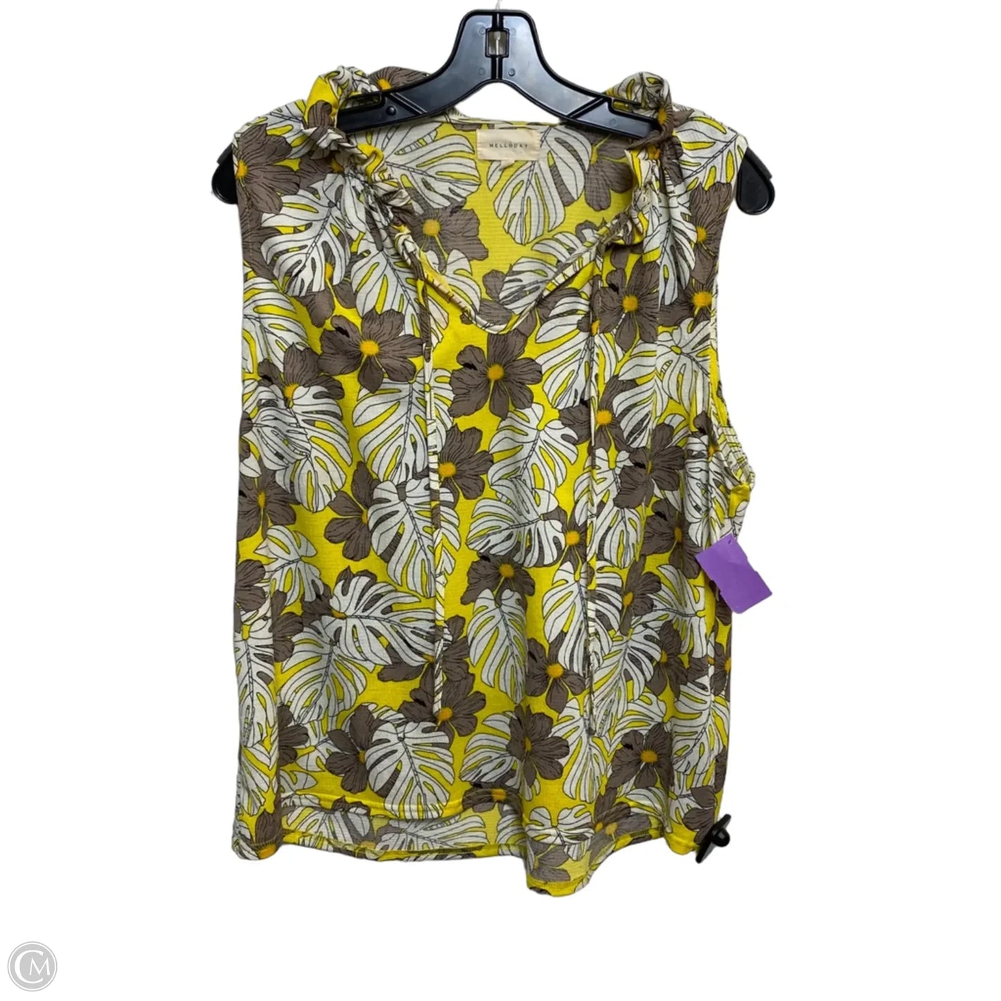 Top Sleeveless By Melloday In Grey & Yellow, Size: L