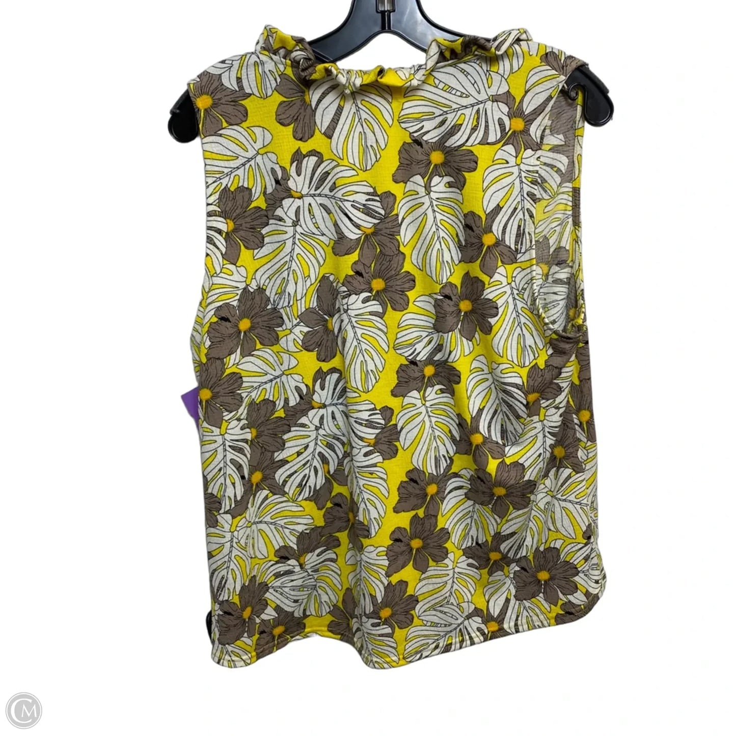 Top Sleeveless By Melloday In Grey & Yellow, Size: L