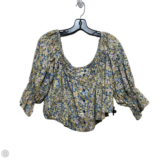 Top 3/4 Sleeve By Free People In Blue & Cream, Size: S