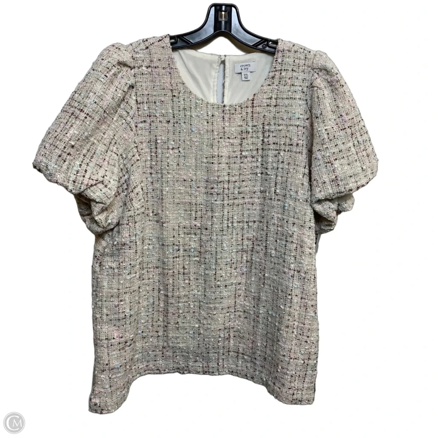 Top Short Sleeve By Crown And Ivy In Cream & Pink, Size: Xxl