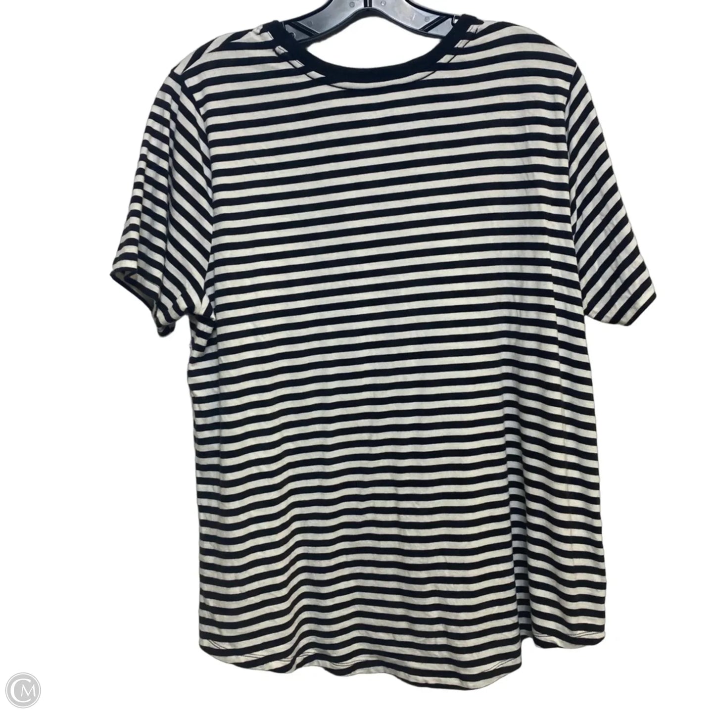 Top Short Sleeve By Terra & Sky In Black & White, Size: Xl