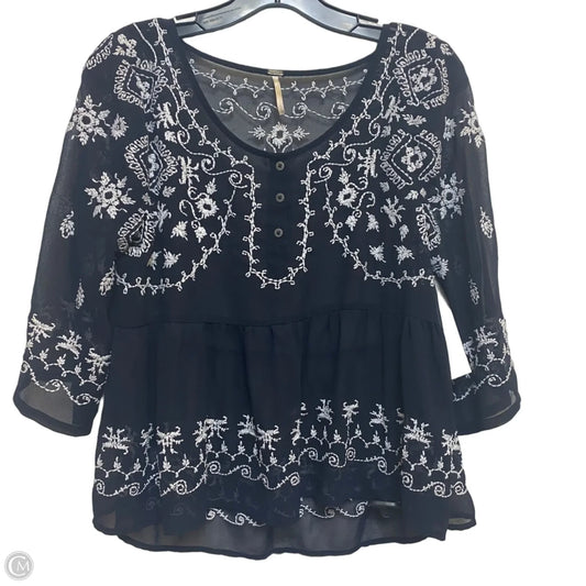 Top 3/4 Sleeve By Free People In Navy, Size: S