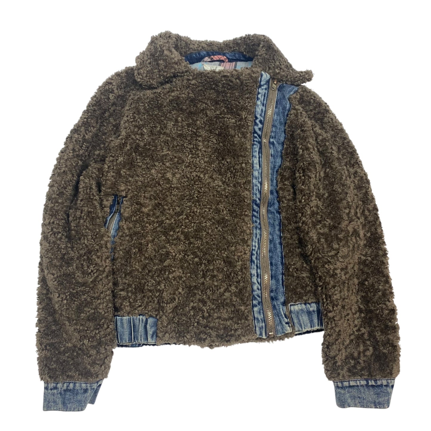 Jacket Faux Fur & Sherpa By Easel In Brown, Size: S