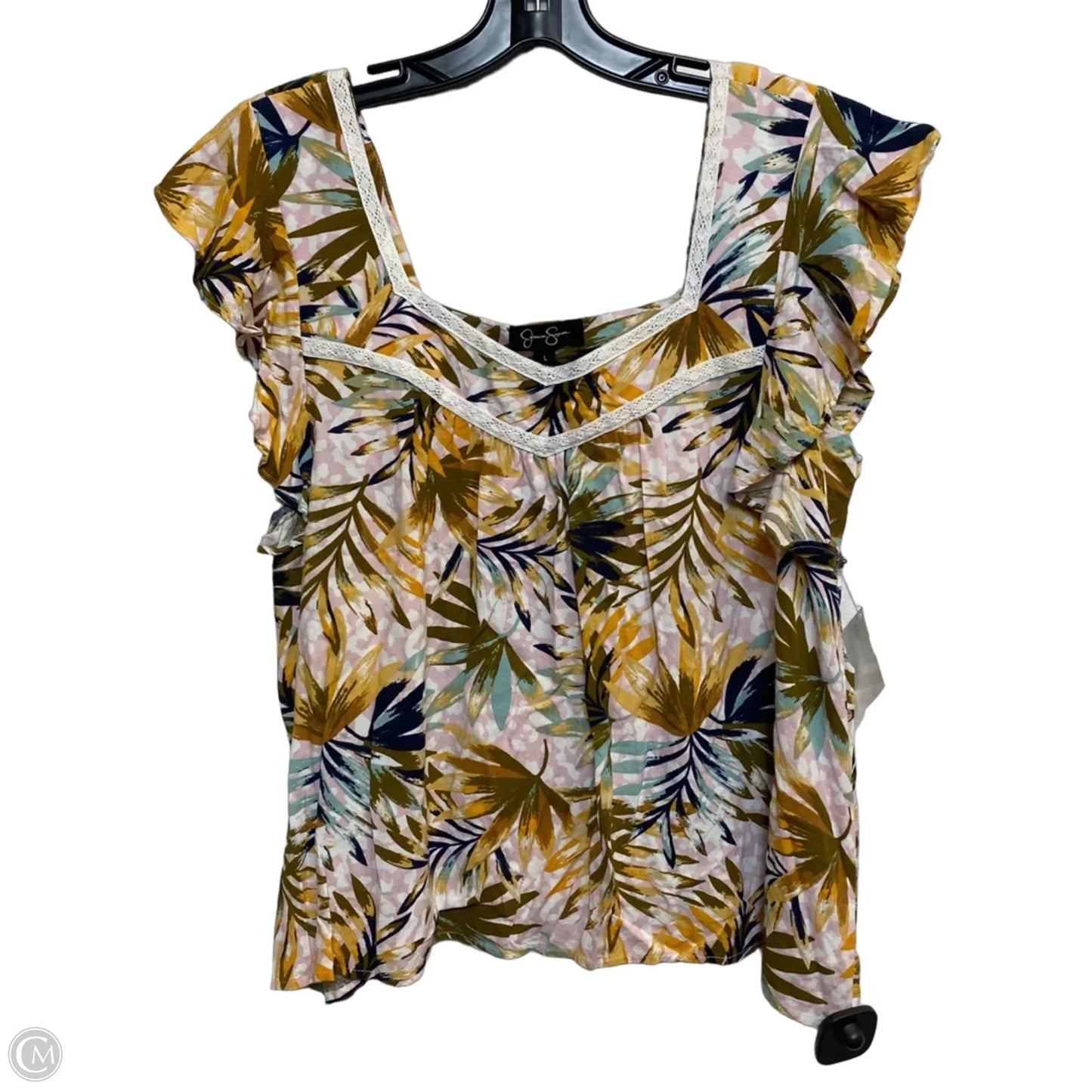 Top Sleeveless By Jessica Simpson In Pink & Yellow, Size: L