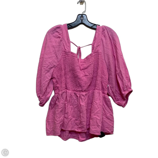 Top Short Sleeve By Ava & Viv In Pink, Size: 2x