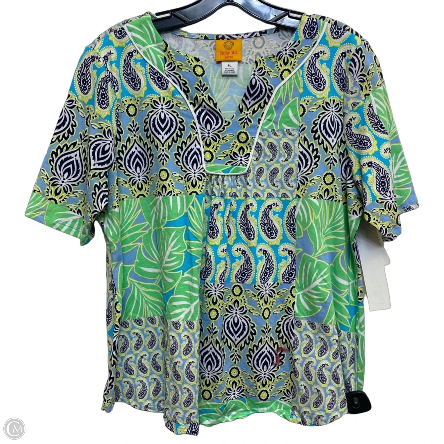 Top Short Sleeve By Ruby Rd In Blue & Green, Size: Lp