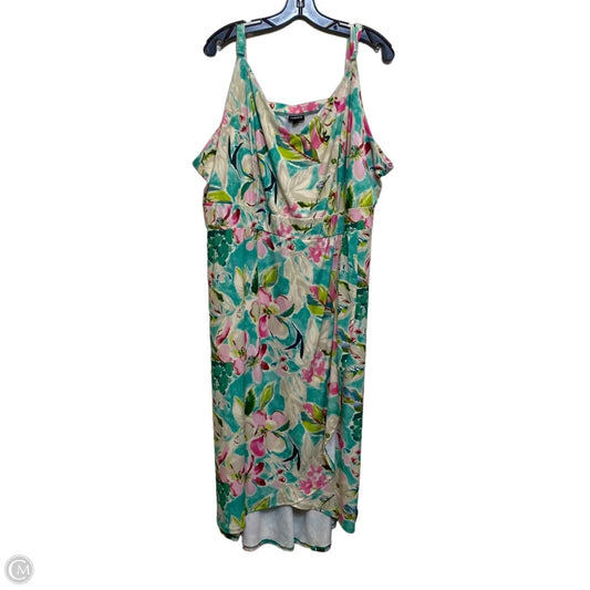 Dress Casual Midi By Torrid In Green & Pink, Size: S