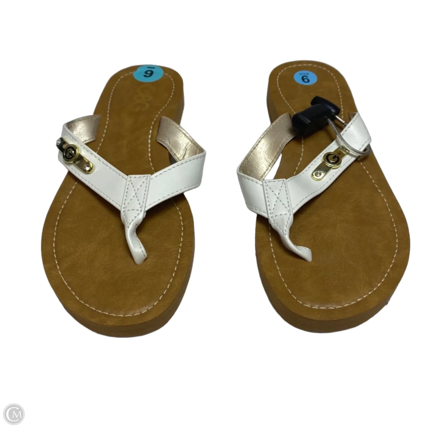 Sandals Flip Flops By GBG In White, Size: 6