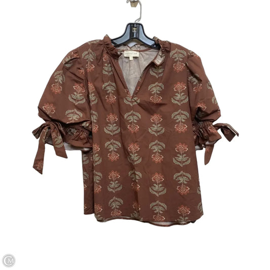 Top Short Sleeve By Entro In Brown, Size: S