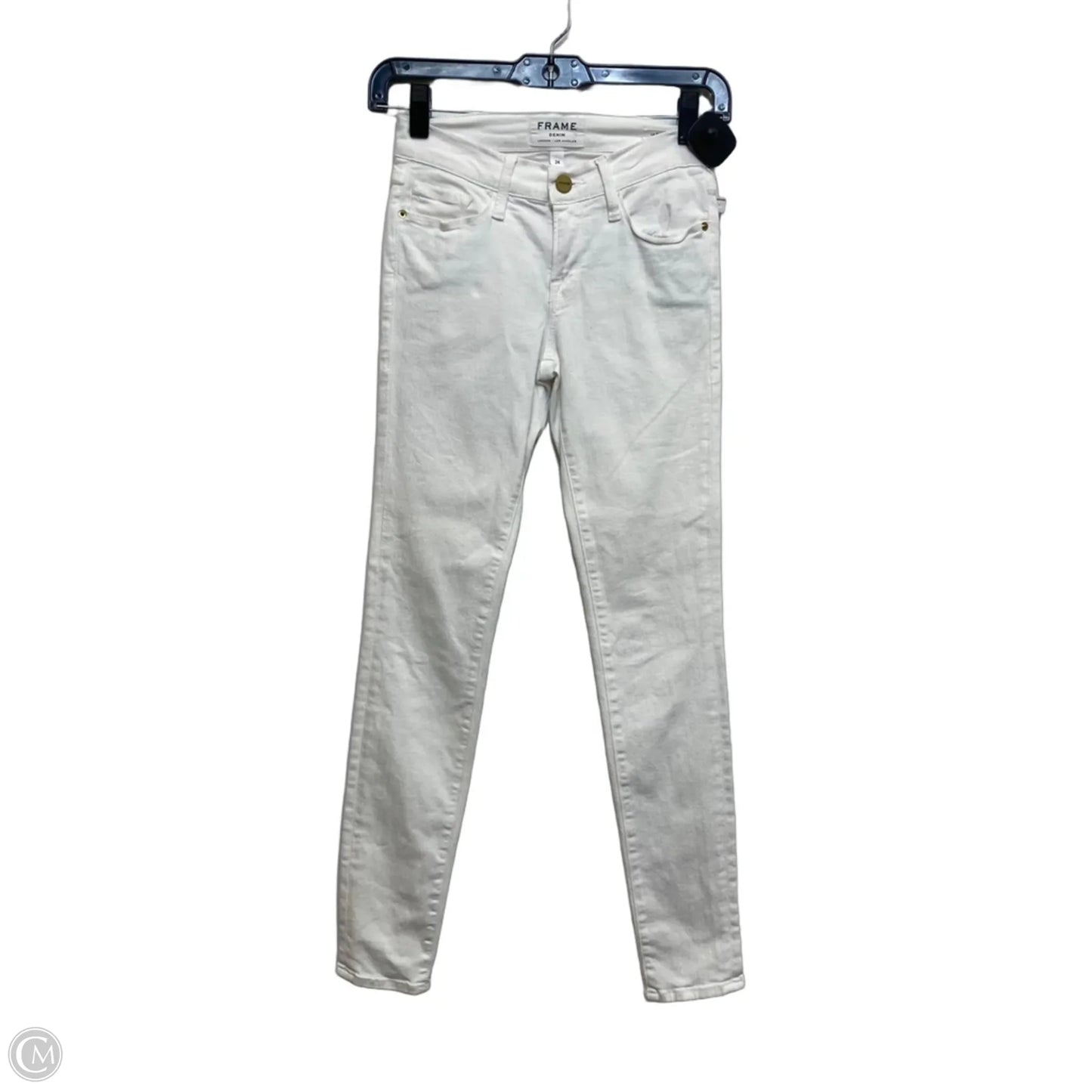Jeans Designer By Frame In White Denim, Size: 0