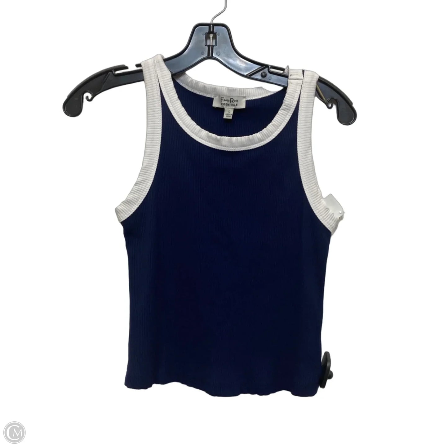 Top Sleeveless Basic By Faded Rose In Blue & White, Size: L