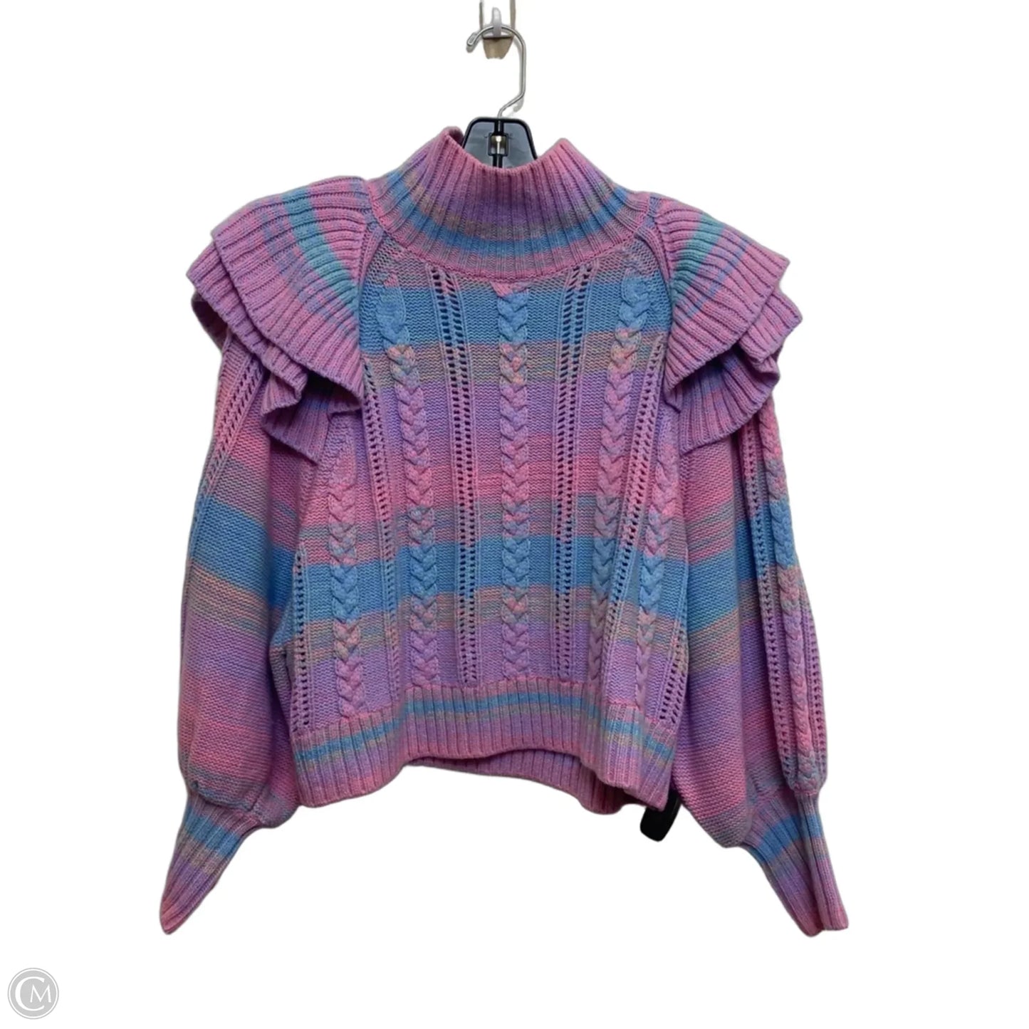 Sweater By Something Navy In Blue & Pink, Size: M