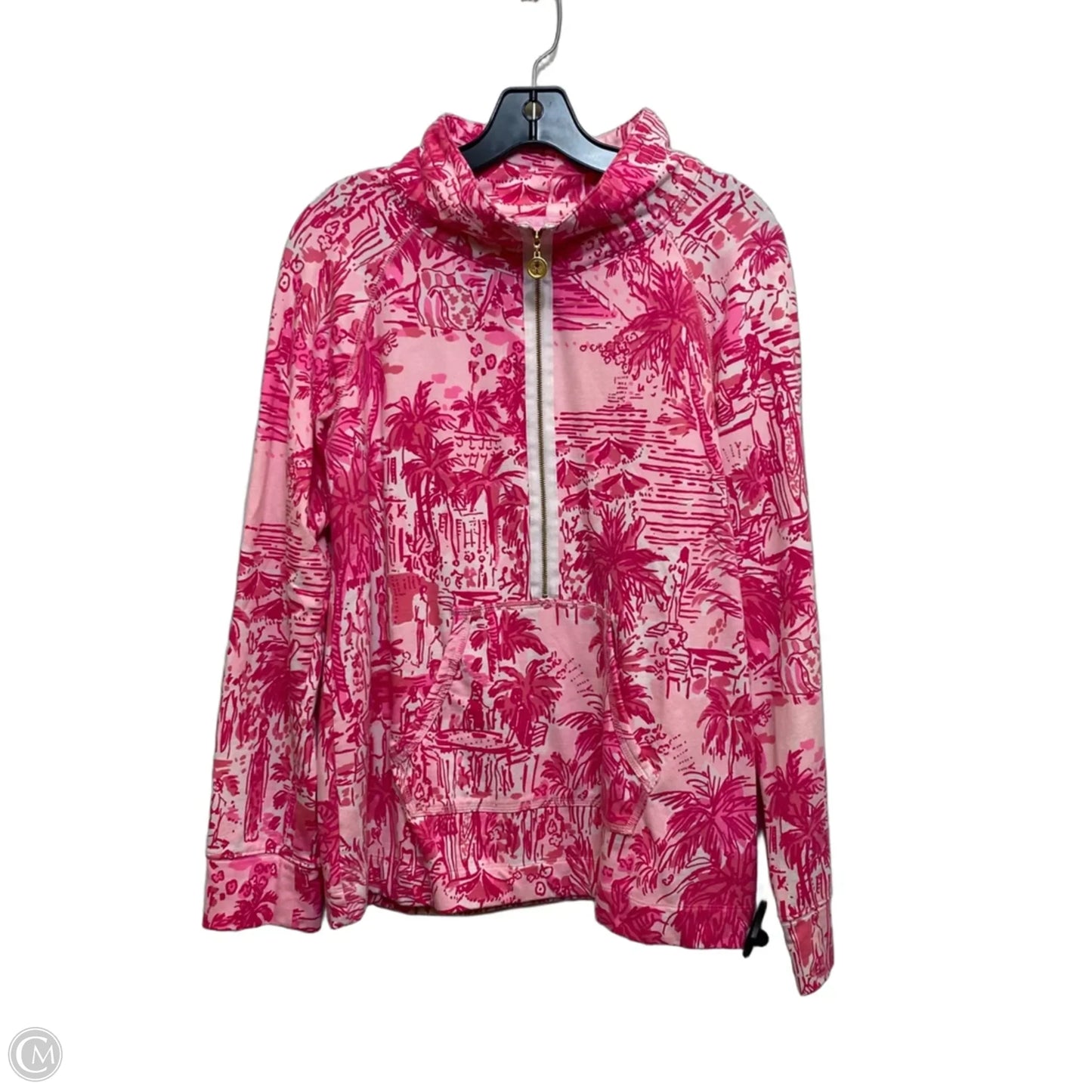 Athletic Sweatshirt Collar Designer By Lilly Pulitzer In Pink, Size: L